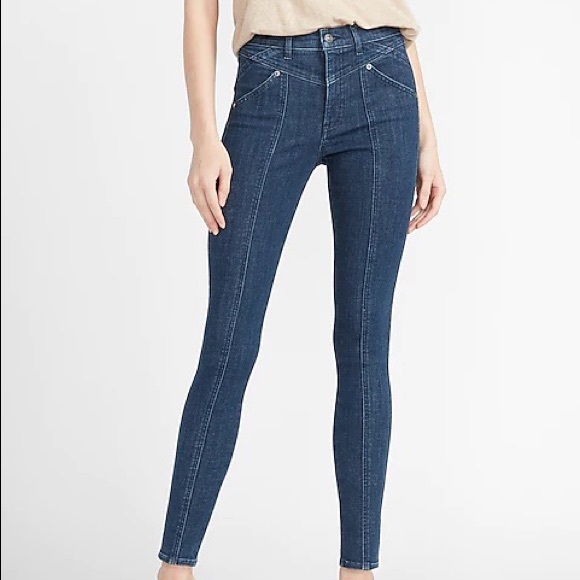 EXPRESS High Waisted Hyper Stretch Seamed Skinny Jeans - Picture 1 of 5